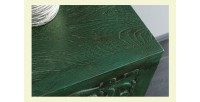 Buffet 175 cm 4 portes bois massif vert et doré – Collection TANJORE