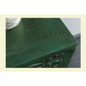 Buffet 175 cm 4 portes bois massif vert et doré – Collection TANJORE