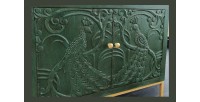 Buffet 175 cm 4 portes bois massif vert et doré – Collection TANJORE