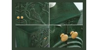 Buffet 175 cm 4 portes bois massif vert et doré – Collection TANJORE
