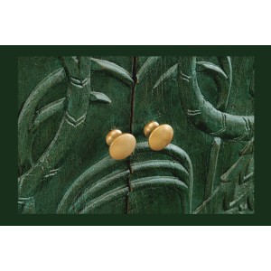 Buffet 175 cm 4 portes bois massif vert et doré – Collection TANJORE