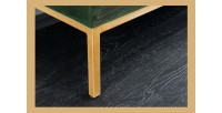 Buffet 175 cm 4 portes bois massif vert et doré – Collection TANJORE