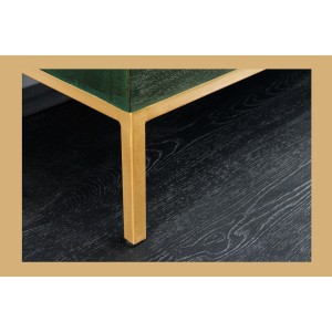 Buffet 175 cm 4 portes bois massif vert et doré – Collection TANJORE