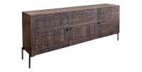 Buffet 177 cm 3 portes bois massif marron sculpté – Collection MASSAI