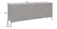 Buffet 177 cm 3 portes bois massif marron sculpté – Collection MASSAI