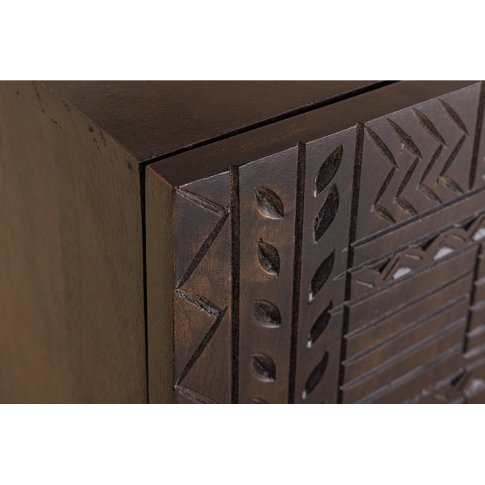 Buffet 177 cm 3 porte in legno massiccio marrone scolpito – Collezione MASSAI