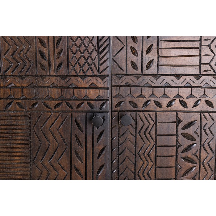 Buffet 177 cm 3 porte in legno massiccio marrone scolpito – Collezione MASSAI