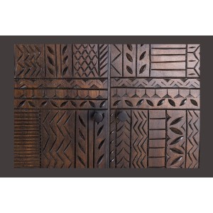 Buffet 177 cm 3 portes bois massif marron sculpté – Collection MASSAI