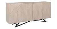 Buffet 170 cm 4 portes bois massif blanc vieilli et noir – Collection OSMOSE