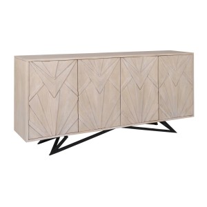Buffet 170 cm 4 portes bois massif blanc vieilli et noir – Collection OSMOSE