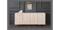Buffet 170 cm 4 portes bois massif blanc vieilli et noir – Collection OSMOSE