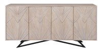 Buffet 170 cm 4 portes bois massif blanc vieilli et noir – Collection OSMOSE