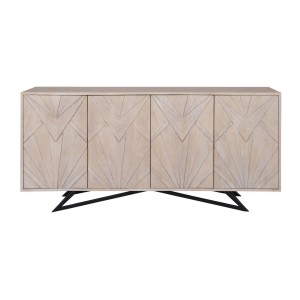 Buffet 170 cm 4 portes bois massif blanc vieilli et noir – Collection OSMOSE