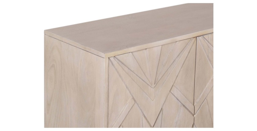 Buffet 170 cm 4 portes bois massif blanc vieilli et noir – Collection OSMOSE