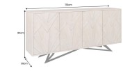 Buffet 170 cm 4 portes bois massif blanc vieilli et noir – Collection OSMOSE