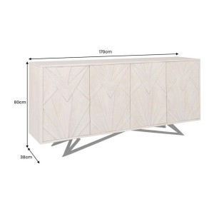 Buffet 170 cm 4 portes bois massif blanc vieilli et noir – Collection OSMOSE