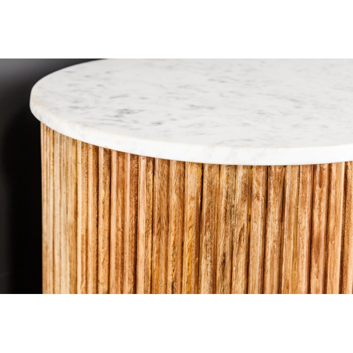 Buffet 105 cm 2 porte in legno massiccio, marmo bianco e dorato – Collezione YONA