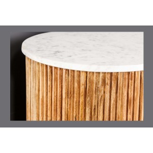 Buffet 105 cm 2 portes bois massif, marbre blanc et doré – Collection TRESCA