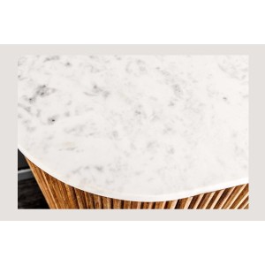 Buffet 105 cm 2 portes bois massif, marbre blanc et doré – Collection TRESCA