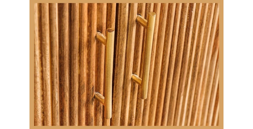 Buffet 105 cm 2 portes bois massif, marbre blanc et doré – Collection TRESCA