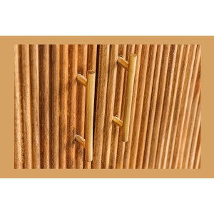 Buffet 105 cm 2 portes bois massif, marbre blanc et doré – Collection YONA