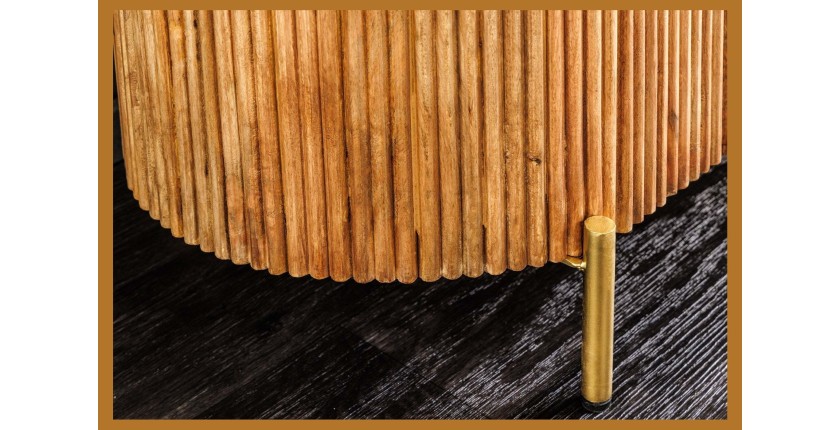 Buffet 105 cm 2 portes bois massif, marbre blanc et doré – Collection YONA