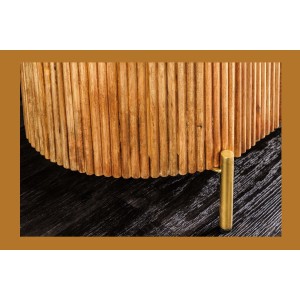 Buffet 105 cm 2 portes bois massif, marbre blanc et doré – Collection YONA