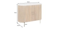 Buffet 105 cm 2 portes bois massif, marbre blanc et doré – Collection TRESCA