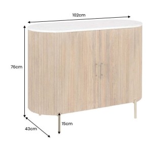 Buffet 105 cm 2 portes bois massif, marbre blanc et doré – Collection TRESCA
