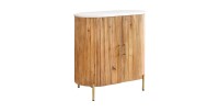 Buffet 70 cm 2 portes bois massif, marbre blanc et doré – Collection TRESCA