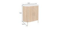 Buffet 70 cm 2 portes bois massif, marbre blanc et doré – Collection TRESCA