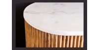 Buffet 70 cm 2 portes bois massif, marbre blanc et doré – Collection TRESCA