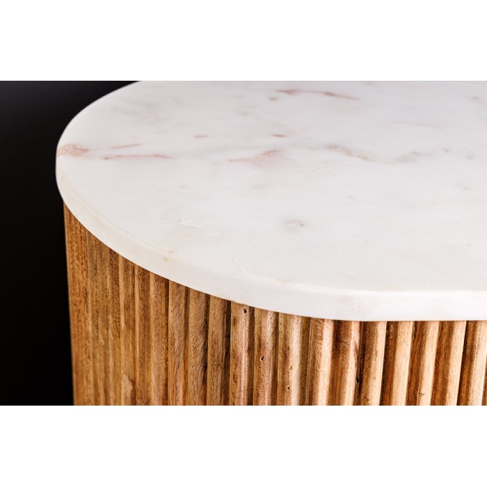 Buffet 70 cm 2 porte in legno massiccio, marmo bianco e dorato – Collezione TRESCA