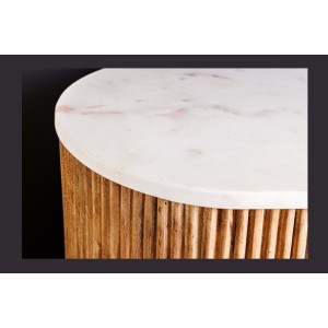 Buffet 70 cm 2 portes bois massif, marbre blanc et doré – Collection TRESCA