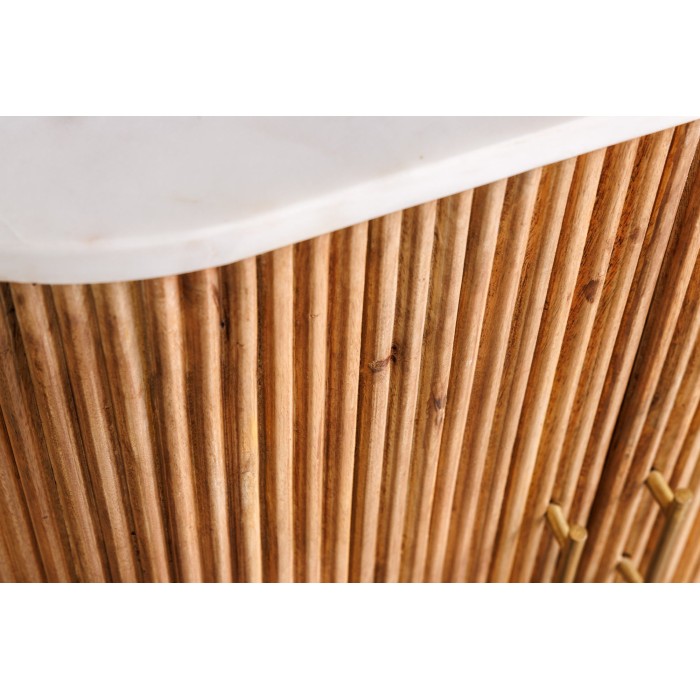 Buffet 70 cm 2 porte in legno massiccio, marmo bianco e dorato – Collezione TRESCA