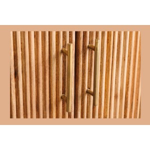 Buffet 70 cm 2 portes bois massif, marbre blanc et doré – Collection TRESCA