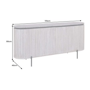 Buffet 170 cm 2 portes bois massif nervuré, pierre grise et noir – Collection NOARA