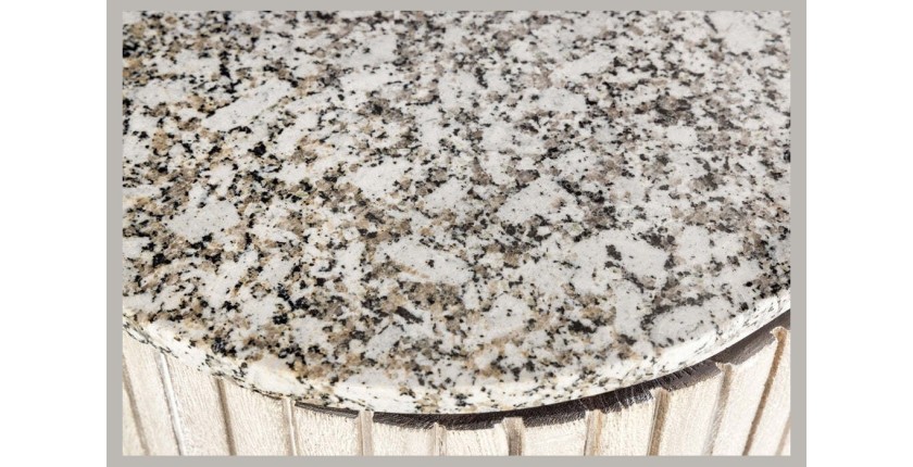 Buffet 170 cm 2 portes bois massif nervuré, pierre grise et noir – Collection NOARA