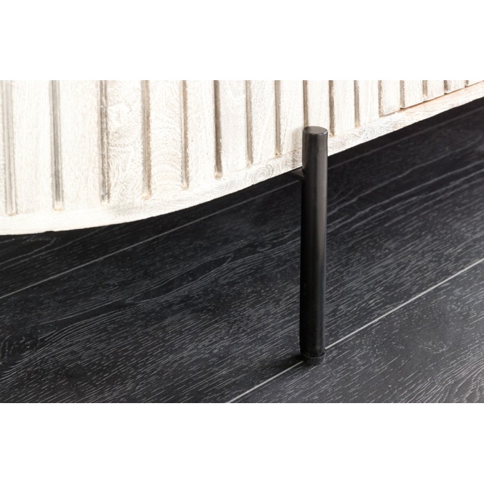 Buffet 170 cm 2 porte in legno massiccio venato, pietra grigia e nera – Collezione NOARA