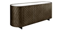 Buffet 150 cm 3 portes 1 tiroir bronze et marbre blanc – Collection MILANO