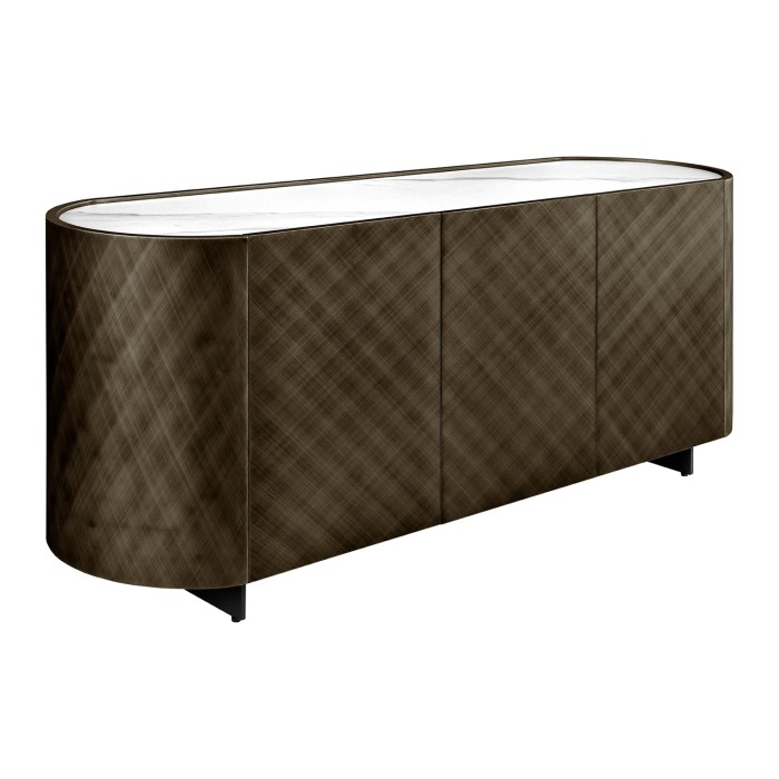 Buffet 150 cm 3 portes 1 tiroir bronze et marbre blanc – Collection MILANO