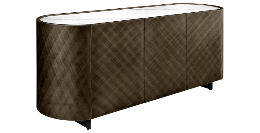 Buffet 150 cm 3 portes 1 tiroir bronze et marbre blanc – Collection MILANO