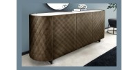 Buffet 150 cm 3 portes 1 tiroir bronze et marbre blanc – Collection MILANO