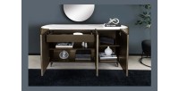 Buffet 150 cm 3 portes 1 tiroir bronze et marbre blanc – Collection MILANO