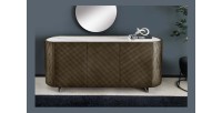 Buffet 150 cm 3 portes 1 tiroir bronze et marbre blanc – Collection MILANO