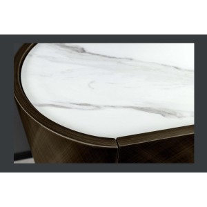Buffet 150 cm 3 portes 1 tiroir bronze et marbre blanc – Collection MILANO
