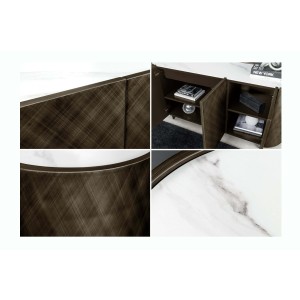 Buffet 150 cm 3 portes 1 tiroir bronze et marbre blanc – Collection MILANO