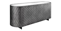 Buffet 150 cm 3 portes 1 tiroir gris et marbre blanc – Collection MILANO