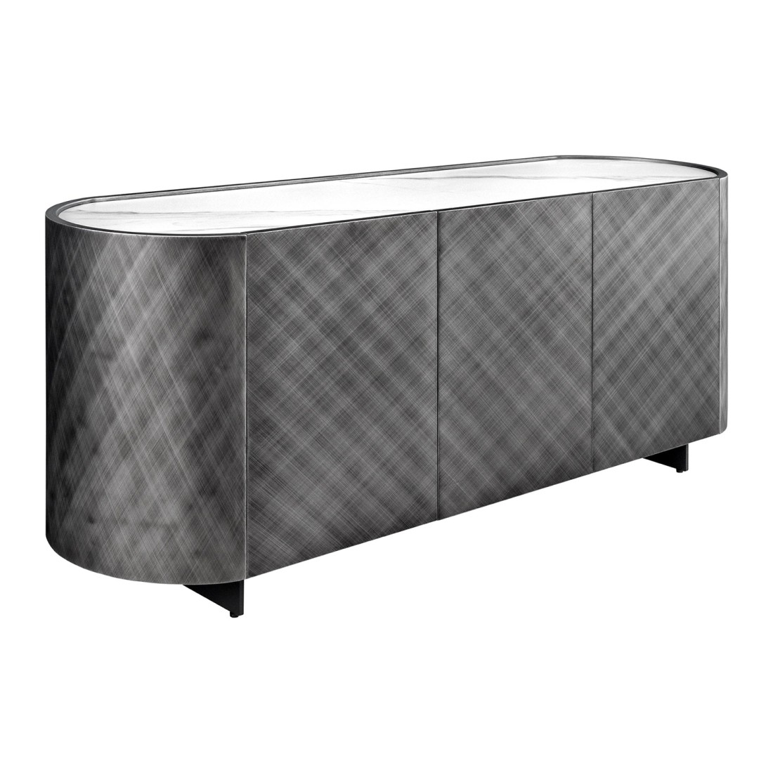 Buffet 150 cm 3 portes 1 tiroir gris et marbre blanc – Collection MILANO