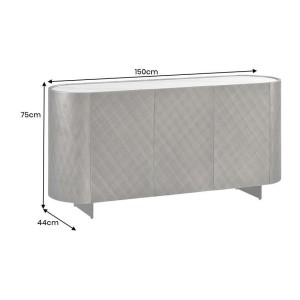 Buffet 150 cm 3 portes 1 tiroir gris et marbre blanc – Collection MILANO